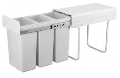 Affaldssystem m/3 stk 10 L spande - Grå