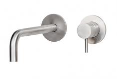 QTOO d line komplet håndvaskarmatur til indbygning - 190 mm - Børstet stål