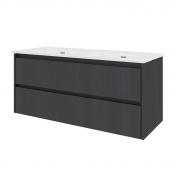 Sanibell Proline 120 møbelsæt m/2 skuffer og dobbeltvask - Sort eg