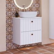 Dansani Luna Vintage 60 mbelst m/Stadium vask, buet og rillet front - Hvid mat