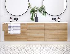 Dansani Luna Urban 220 møbelsæt m/Angular vask og skuffer - Høj - Varm eg