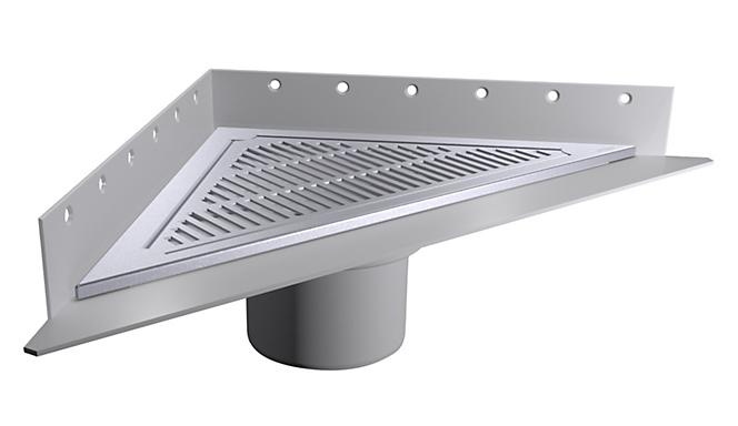 PURUS Corner gulvafløb, sampak Ø110 mm lodret med vandlås PURUS Corner gulvafløb, sampak Ø110 mm lodret med vandlås