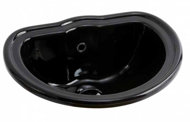 Lavabo Retro 50 håndvask t/nedfældning - Med overløb - Blank sort Lavabo Retro 50 håndvask t/nedfældning - Med overløb - Blank sort