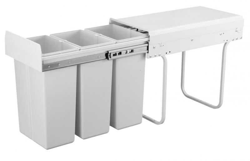 Affaldssystem m/3 stk 10 L spande - Grå Affaldssystem m/3 stk 10 L spande - Grå