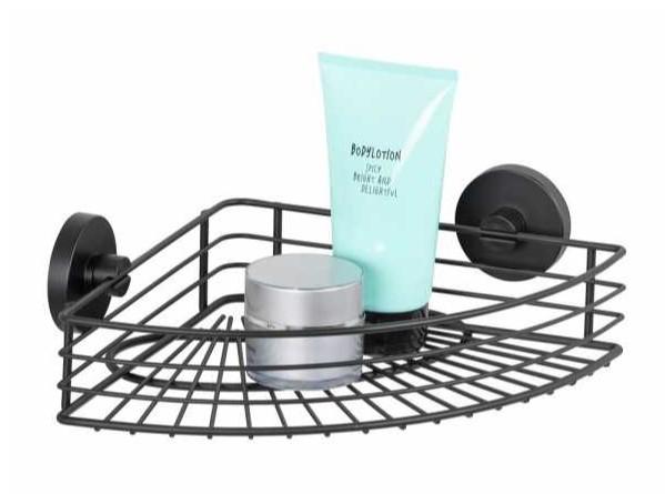 Wenko Bari hjørnebrusehylde - Mat sort - Skruefri Wenko Bari hjørnebrusehylde - Mat sort - Skruefri