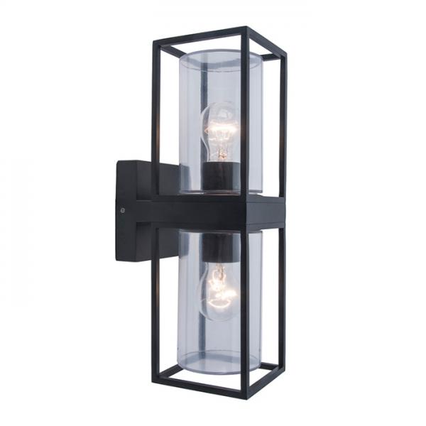 Lutec Tradition Flair dobbelt udendørslampe til væg - Mat sort Lutec Tradition Flair dobbelt udendørslampe til væg - Mat sort