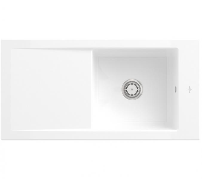 Villeroy & Boch Timeline 60 100 køkkenvask m/afløbsbakke - Hvid alpin - Ceramic+ Villeroy & Boch Timeline 60 100 køkkenvask m/afløbsbakke - Hvid alpin - Ceramic+