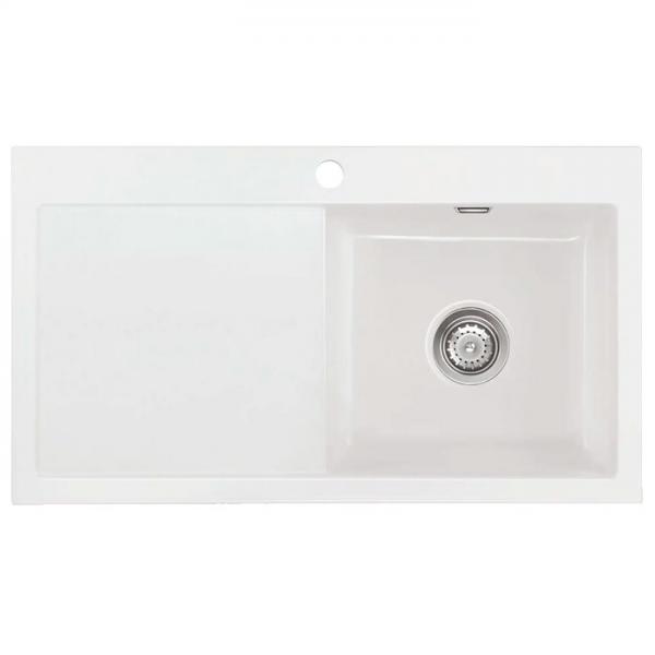 Lavabo Mera 90 porcelænskøkkenvask - Vask til højre/krom afløb Lavabo Mera 90 porcelænskøkkenvask - Vask til højre/krom afløb