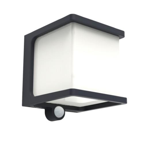 Lutec Doblo S Solar udendørs væglampe m/solceller og sensor - Grå Lutec Doblo S Solar udendørs væglampe m/solceller og sensor - Grå