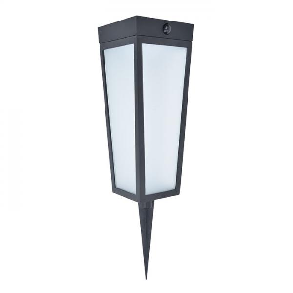 Lutec Dias Solar udendørslampe m/frostet glas, sensor og jordspyd - Sort