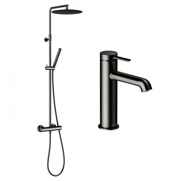 Damixa Iris komplet pakke til badeværelse - Børstet grafitgrå Damixa Iris komplet pakke til badeværelse - Børstet grafitgrå