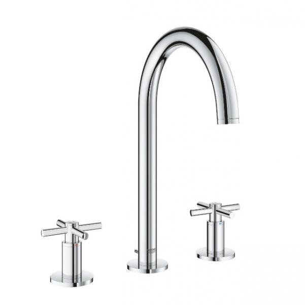 Grohe Atrio 3-huls håndvaskarmatur m/svingtud og bundventil - Krom Grohe Atrio 3-huls håndvaskarmatur m/svingtud og bundventil - Krom