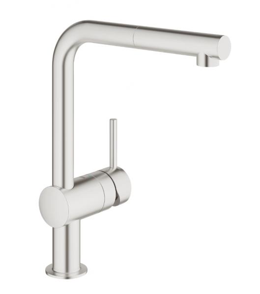 Grohe Minta køkkenarmatur m/udtræk og L-tud - Supersteel