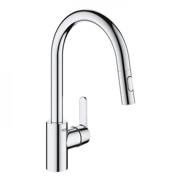 Grohe Get k&oslash;kkenarmatur m/udtr&aelig;k og Dual Spray - Krom