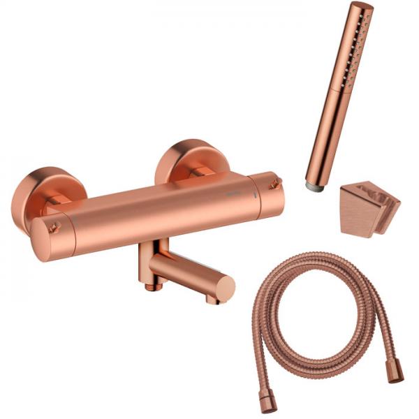 Damixa Iris komplet badekararmatur - Børstet kobber