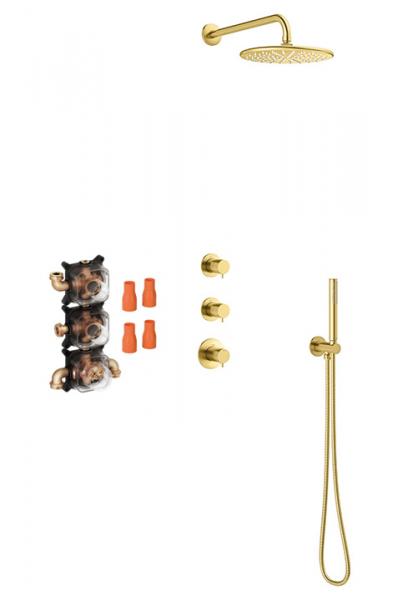 Damixa Silhouet XS 1 komplet brusesystem til indbygning - Børstet messing