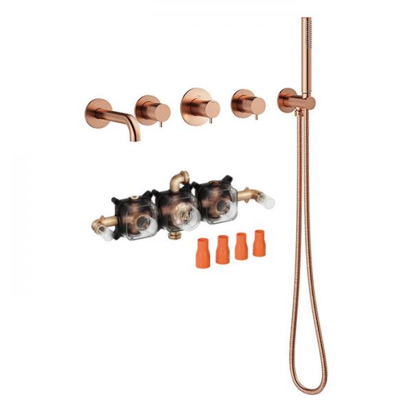 Damixa Silhouet BS 2 komplet badekararmatur til indbygning - Børstet kobber PVD Damixa Silhouet BS 2 komplet badekararmatur til indbygning - Børstet kobber PVD