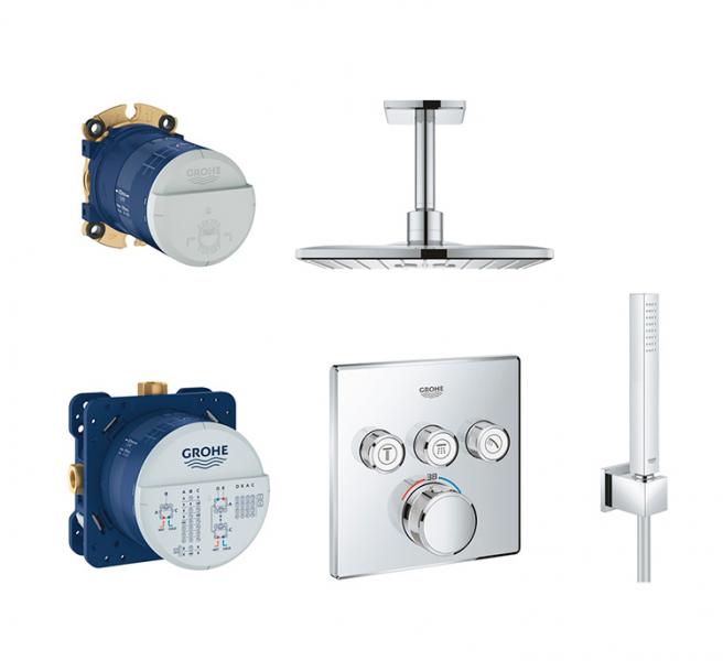 Grohe SmartControl 310 komplet brusesystem til indbygning - Firkantet/loft Grohe SmartControl 310 komplet brusesystem til indbygning - Firkantet/loft