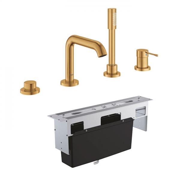 Grohe Essence komplet badekararmatur t/karkant - Børstet Cool Sunrise Grohe Essence komplet badekararmatur t/karkant - Børstet Cool Sunrise