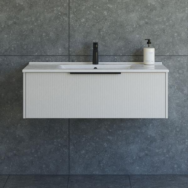 Dansani Mido+ Classic 101 møbelsæt m/Amber vask og 1 skuffe - Striber/mat sand Dansani Mido+ Classic 101 møbelsæt m/Amber vask og 1 skuffe - Striber/mat sand