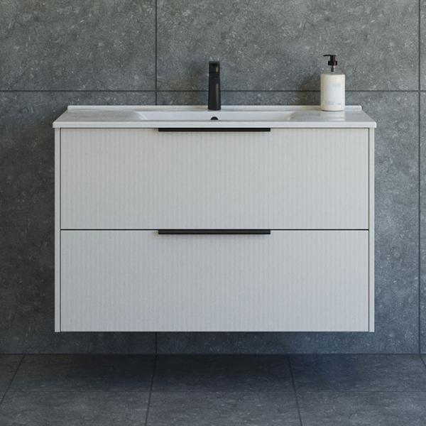 Dansani Mido+ Classic 101 møbelsæt m/Amber vask og 2 skuffer - Striber/mat sand Dansani Mido+ Classic 101 møbelsæt m/Amber vask og 2 skuffer - Striber/mat sand