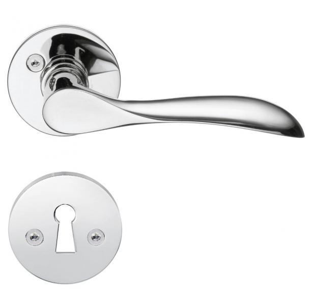 Beslagsboden indendørs dørgreb inkl nøgleskilt - Poleret krom