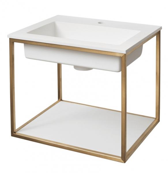 Cassøe Como 50 håndvask t/væg m/stel og hylde - Børstet messing Cassøe Como 50 håndvask t/væg m/stel og hylde - Børstet messing