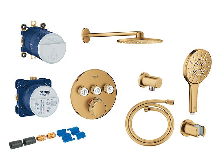 Grohe SmartControl komplet brusesystem med SmartActive brus til indbygning - Børstet Cool Sunrise Grohe SmartControl komplet brusesystem med SmartActive brus til indbygning - Børstet Cool Sunrise