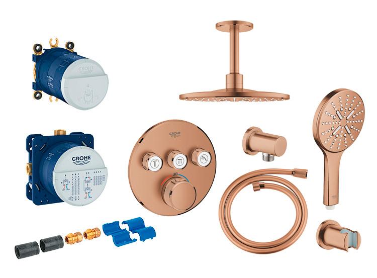 Grohe SmartControl komplet brusesystem med SmartActive brus til indbygning/loft - Børstet Warm Sunset