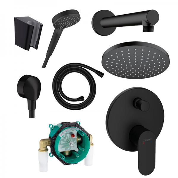 Hansgrohe Rebris komplet brusesystem til indbygning - Mat sort Hansgrohe Rebris komplet brusesystem til indbygning - Mat sort