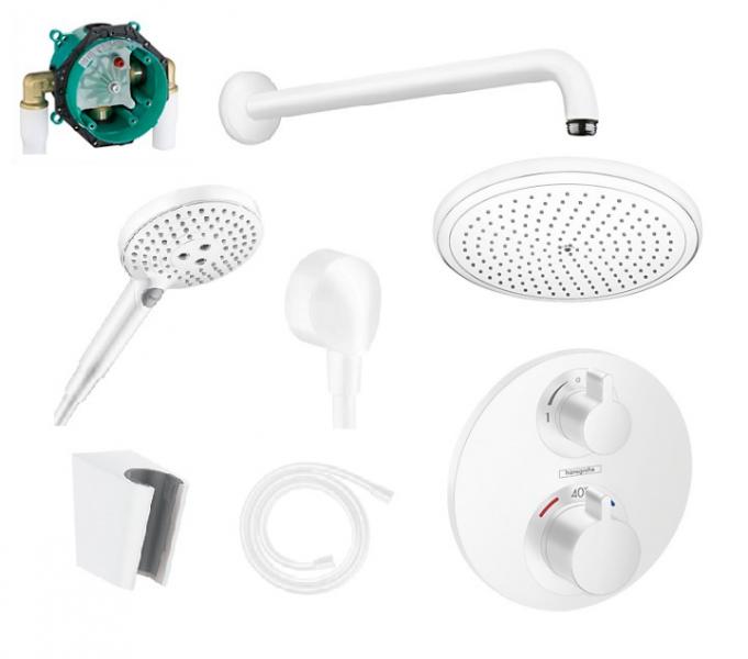 Hansgrohe Ecostat S komplet brusesystem til indbygning - Mat hvid Hansgrohe Ecostat S komplet brusesystem til indbygning - Mat hvid