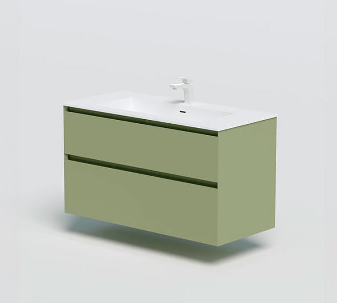 Strømberg Lux 100 vaskeskab m/2 skuffer - Olive grøn Strømberg Lux 100 vaskeskab m/2 skuffer - Olive grøn