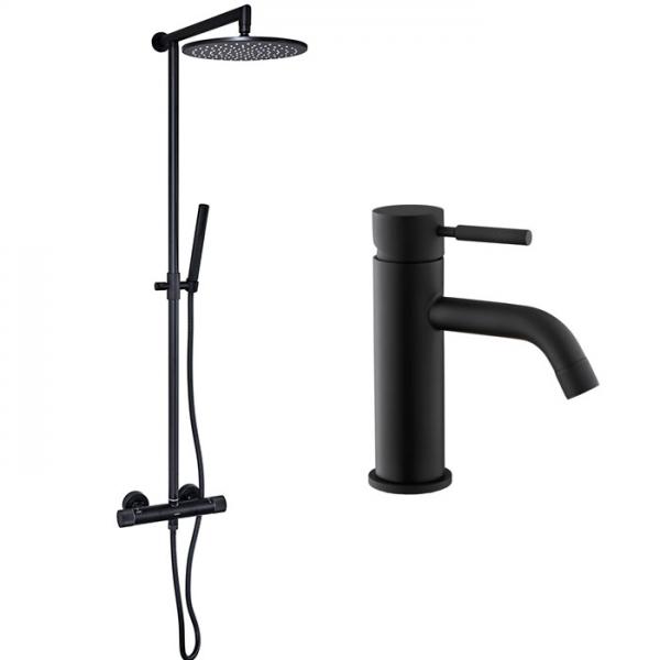 Cassøe Crystal Cut komplet pakke til badeværelset - Mat sort Cassøe Crystal Cut komplet pakke til badeværelset - Mat sort