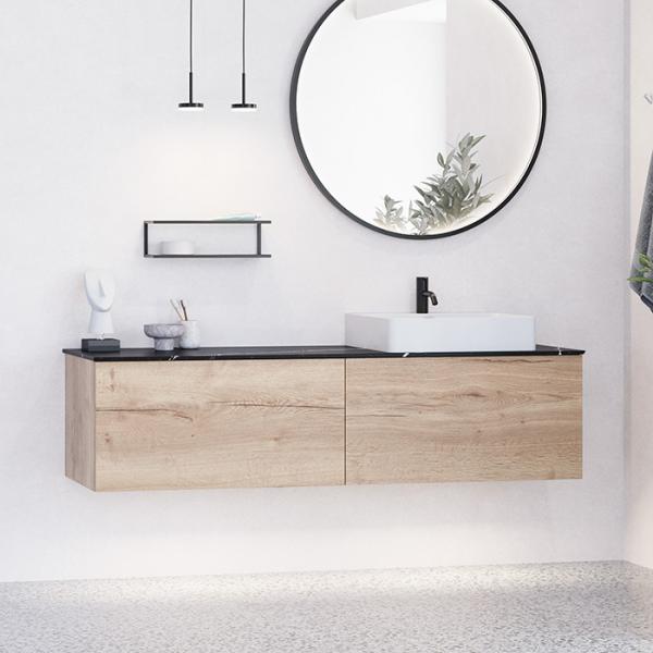 Dansani Luna Urban 160 møbelsæt m/Cube håndvask og skuffer - Natur eg