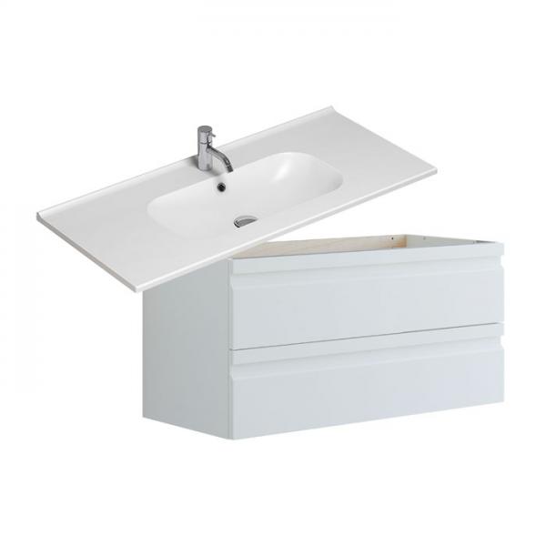 Dansani Luna Urban 100 møbelsæt m/Kantate vask og integrerede greb - Hvid mat Dansani Luna Urban 100 møbelsæt m/Kantate vask og integrerede greb - Hvid mat