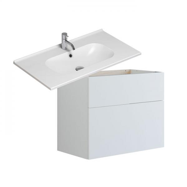 Dansani Luna Urban 80 møbelsæt m/Kantate vask og skuffer - Høj - Hvid mat