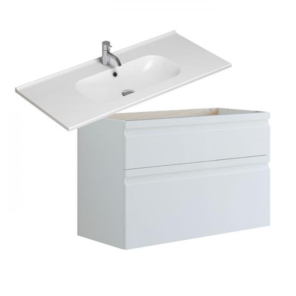 Dansani Luna Urban 100 møbelsæt m/Kantate vask og integrerede greb - Høj - Hvid mat Dansani Luna Urban 100 møbelsæt m/Kantate vask og integrerede greb - Høj - Hvid mat