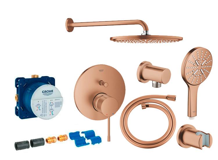 Grohe Essence komplet brusesystem med Rainshower 310 hovedbruser & SmartActive håndbrus til indbygning - Børstet warm sunset Grohe Essence komplet brusesystem med Rainshower 310 hovedbruser & SmartActive håndbrus til indbygning - Børstet warm sunset