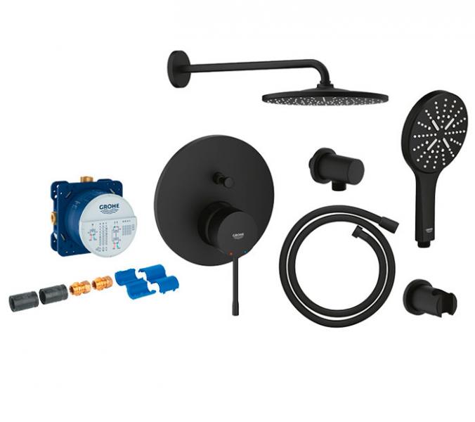 Grohe Essence komplet brusesystem m/Rainshower 310 og SmartActive t/indbygning - Mat sort Grohe Essence komplet brusesystem m/Rainshower 310 og SmartActive t/indbygning - Mat sort
