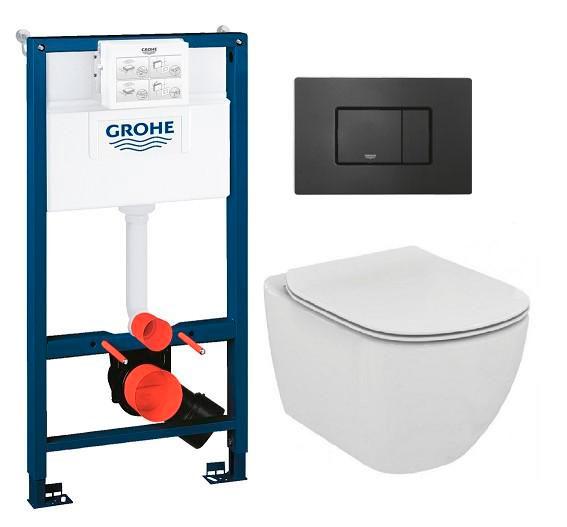 Ideal Standard Tesi toiletpakke inkl. sæde m/soft-close, mellem cisterne og mat sort betjening Ideal Standard Tesi toiletpakke inkl. sæde m/soft-close, mellem cisterne og mat sort betjening