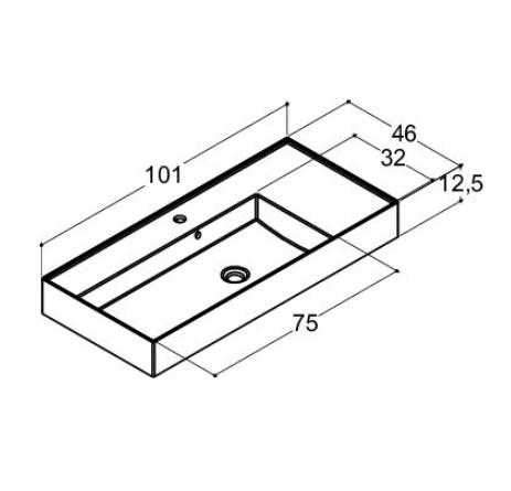 Dansani Luna Azym 101 asymmetrisk håndvask t/møbel eller væg - 1 hanehul Dansani Luna Azym 101 asymmetrisk håndvask t/møbel eller væg - 1 hanehul