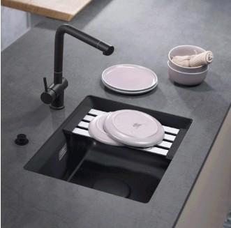 Lavabo Kara 50 U porcelænskøkkenvask - Mat sort m/krom afløb Lavabo Kara 50 U porcelænskøkkenvask - Mat sort m/krom afløb