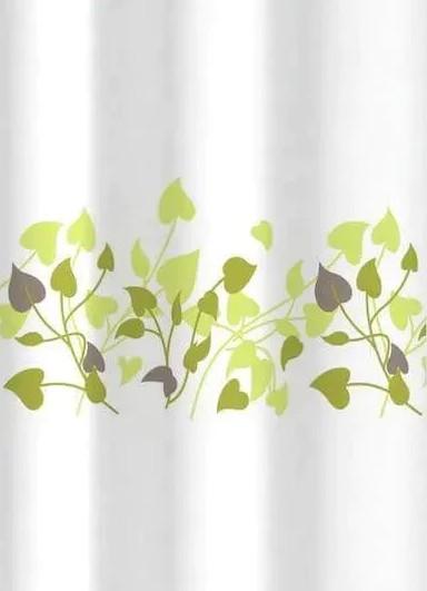 Hefe badeforhæng m/grønne blade 180 x 200 cm Hefe badeforhæng m/grønne blade 180 x 200 cm
