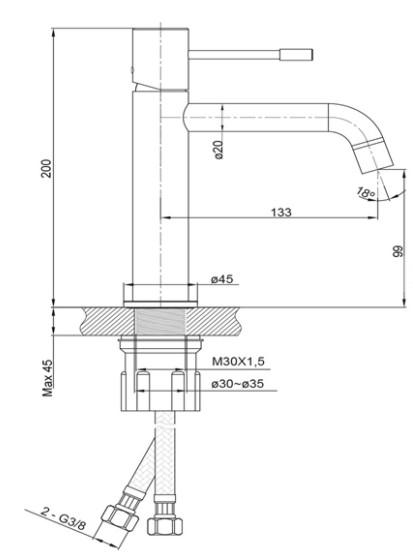 Hafa Fine håndvaskarmatur - Børstet messing Hafa Fine håndvaskarmatur - Børstet messing