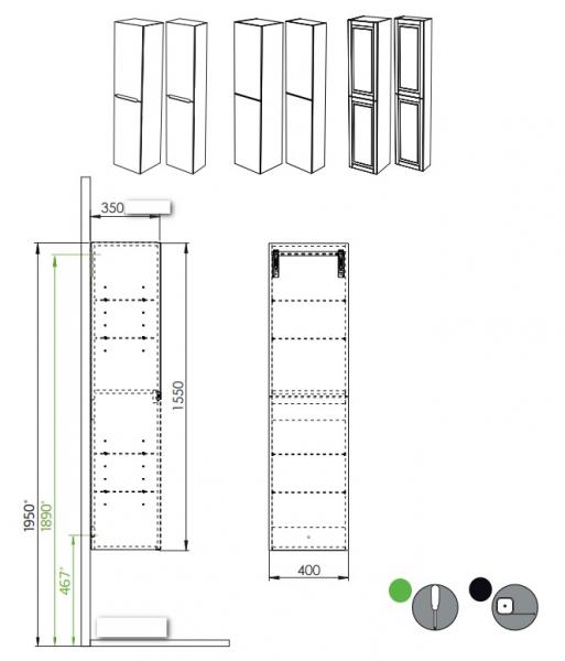 Hafa Grace højskab - Grå rammefront Hafa Grace højskab - Grå rammefront