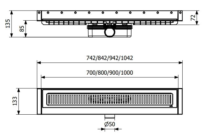 Purus Line sampak 800 mm Ø50 vandret lav med vandlås Purus Line sampak 800 mm Ø50 vandret lav med vandlås