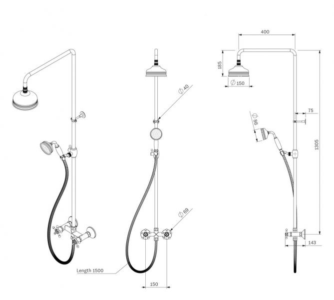 Toni Christiansborg komplet brusesystem - Krom Toni Christiansborg komplet brusesystem - Krom