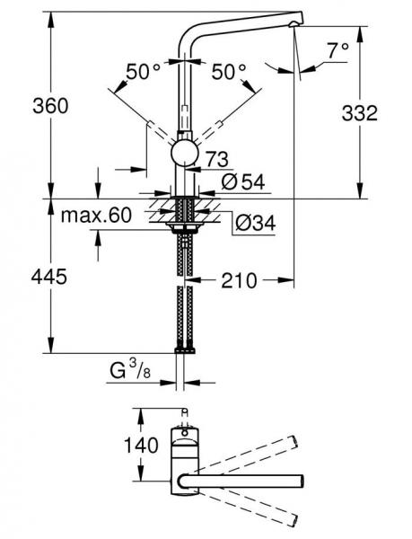 Grohe Minta køkkenarmatur m/L-tud - Mat sort Grohe Minta køkkenarmatur m/L-tud - Mat sort