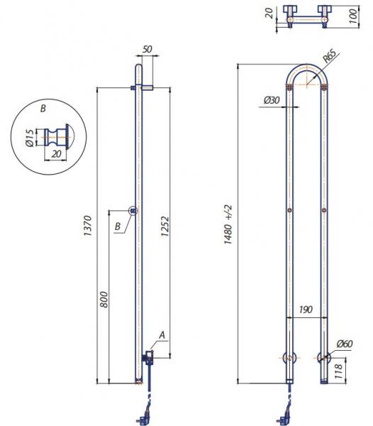Kriss Duo håndklædetørrer 19x148 cm - Poleret rustfrit stål Kriss Duo håndklædetørrer 19x148 cm - Poleret rustfrit stål