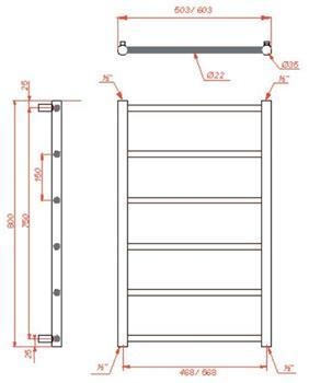 Kriss Polaris håndklædetørrer - 50x80 cm - Rustfrit stål Kriss Polaris håndklædetørrer - 50x80 cm - Rustfrit stål